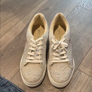 Elegant Beaded Cream Sneakers